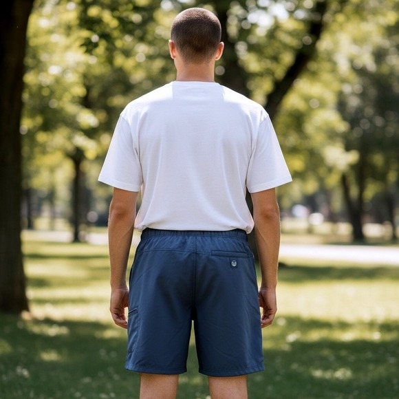 Wrangler Mens 30 ATG Outdoor Shorts Polyester Blue Hiking Cargo Utility Pockets - Picture 2 of 12